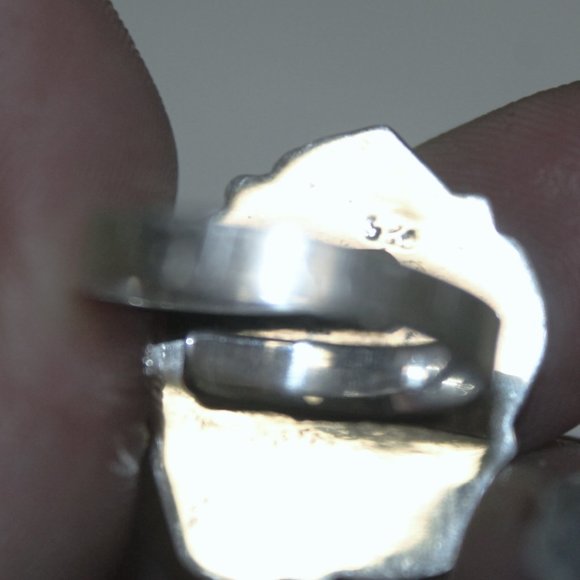 Taxco Sterling Silver. 925 “Fool’s Gold” Pyrite Flower Ring - Picture 5 of 5